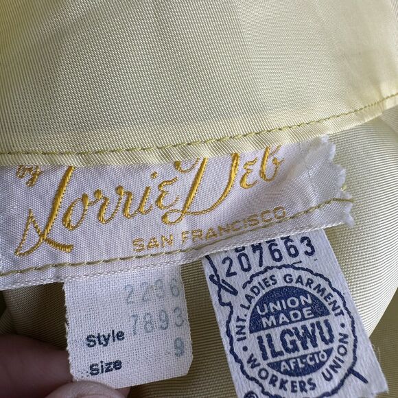 vintage lorrie deb green lace collar long sleeve bow waist modesty dress Size 9 - Picture 9 of 11